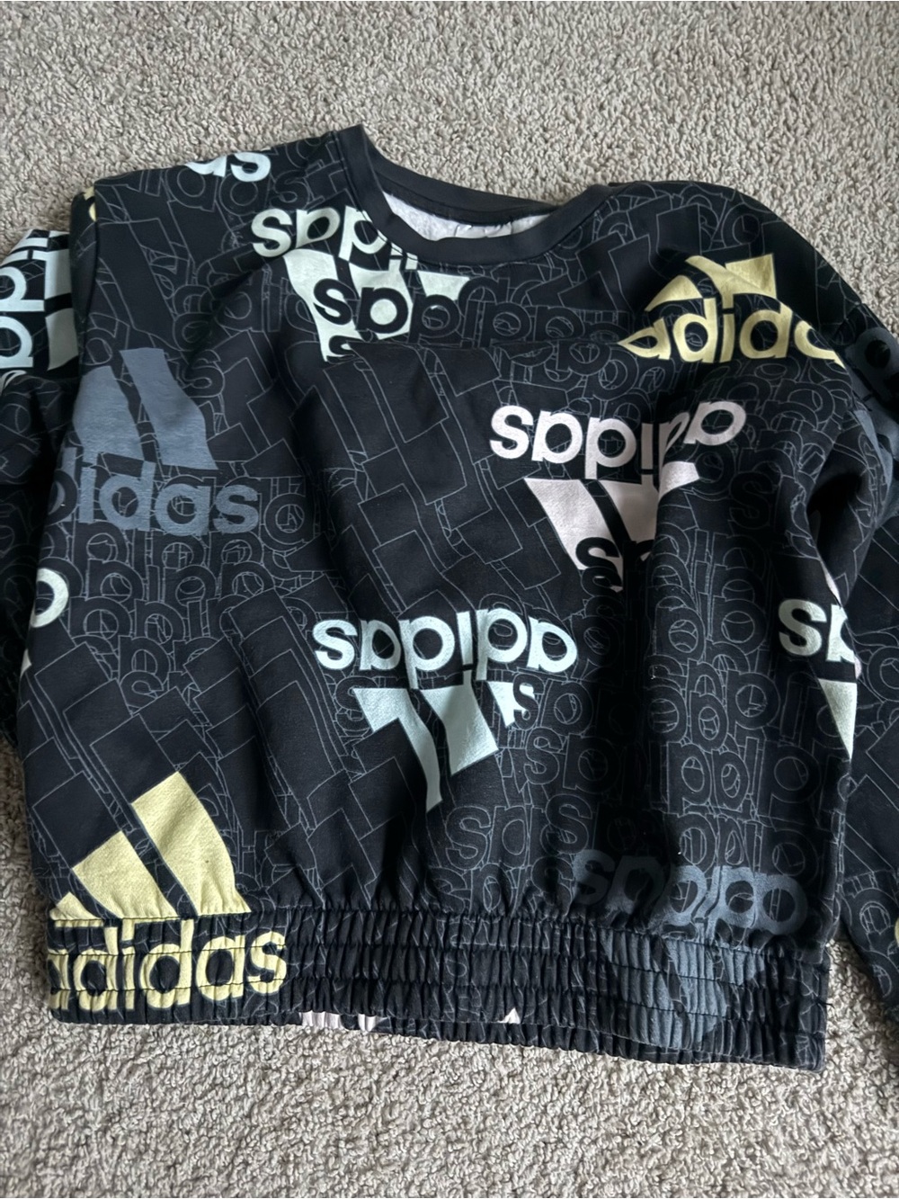 adidas Black Logo Print Long Sleeve Sweatshirt with Metallic Accents